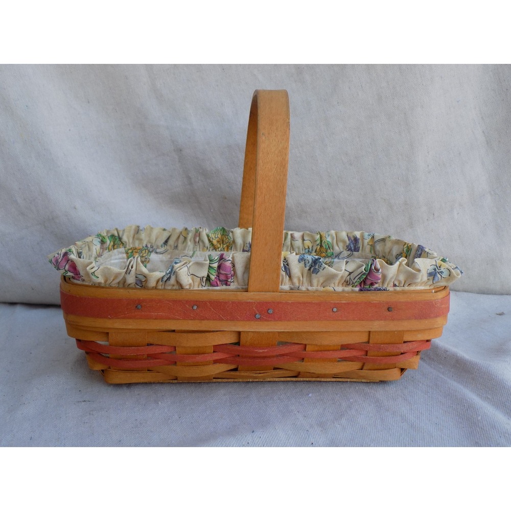 Mother's Day Early Blossoms Basket w/ Liner Protector & Charm Longaberger Basket - Picture 6 of 10